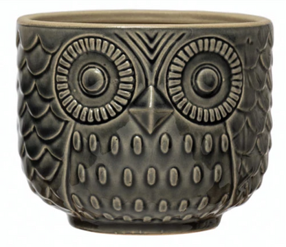 Stoneware Owl Containers