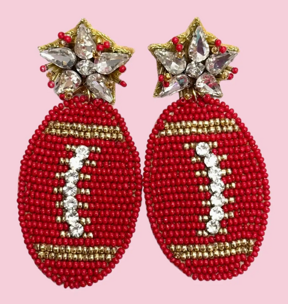 Kansas City Football Beaded Statement Earrings