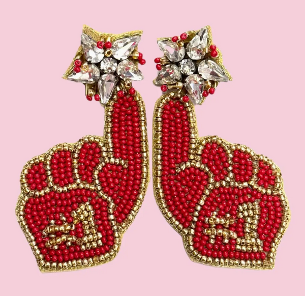 Kansas City Football Beaded Statement Earrings