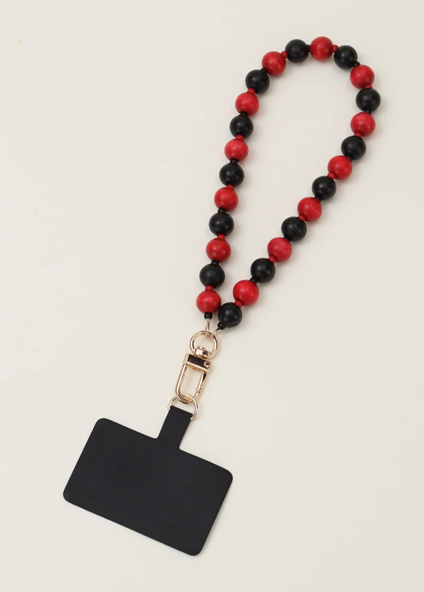 Wood Beaded Cellphone Wristlet