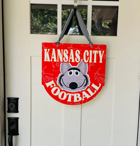 Kansas City Football Wolf Door Sign