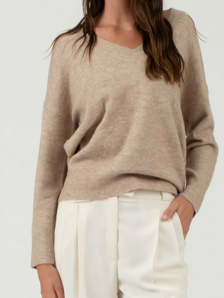 SUTTON V NECK DROP SHOULDER SWEATER