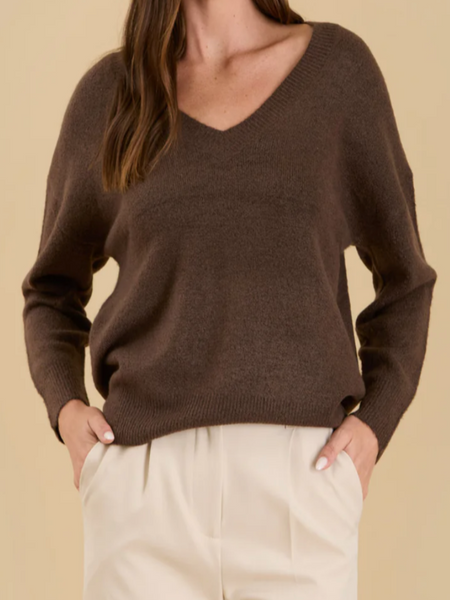 SUTTON V NECK DROP SHOULDER SWEATER