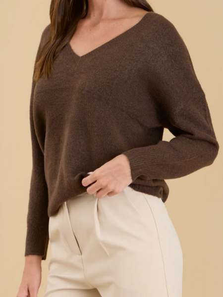 SUTTON V NECK DROP SHOULDER SWEATER