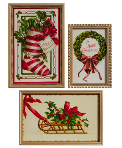 Vintage Christmas Wishes Framed Wall Art