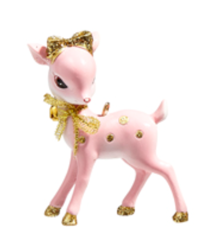 Pink Retro Deer Ornament