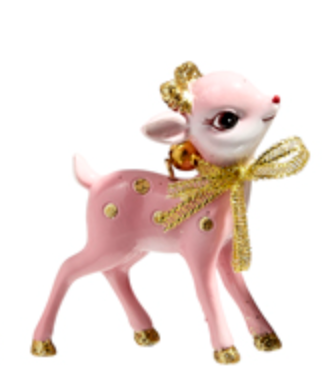 Pink Retro Deer Ornament