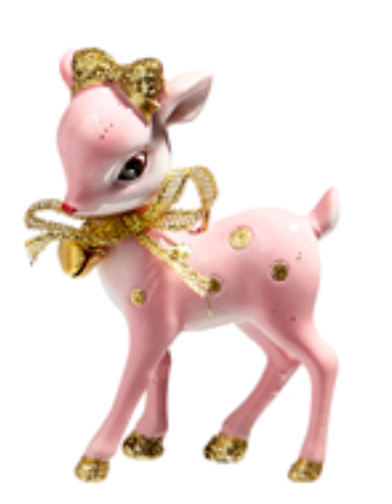 Pink Retro Deer Ornament