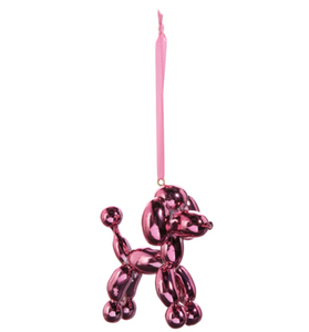 Pink Metallic Balloon Dog Ornament