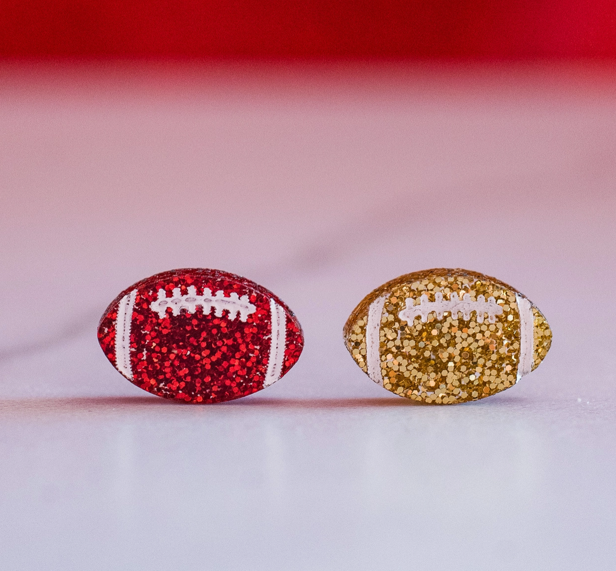 Kansas City Football Glitter Hand Painted Football Studs