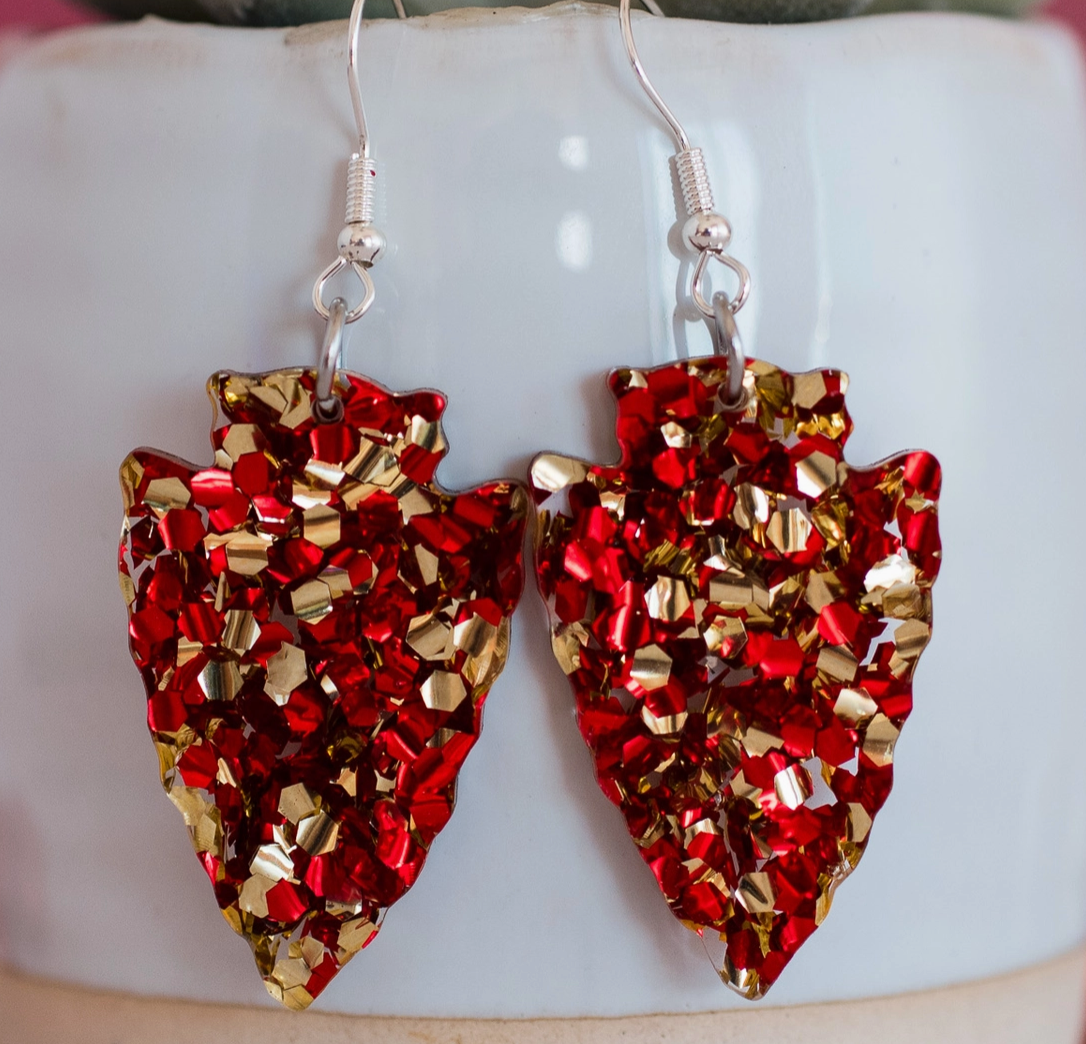 Chunky Glitter Arrowhead Dangles