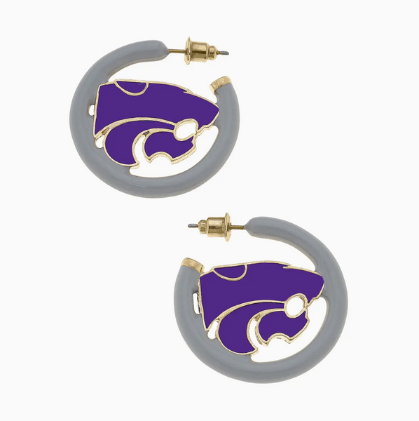 Kansas State Wildcats Enamel Hoop Earrings