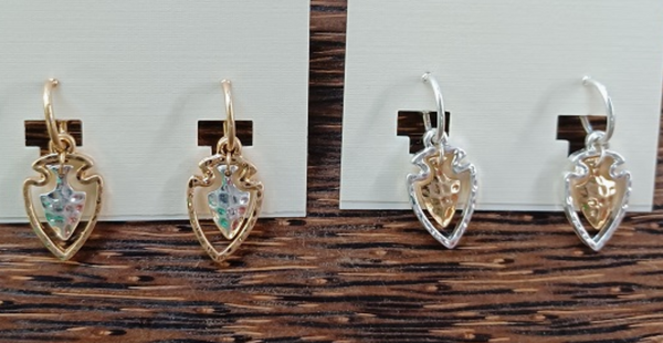 Dainty Hammered Two Tone Arrowhead Hoop Earrings