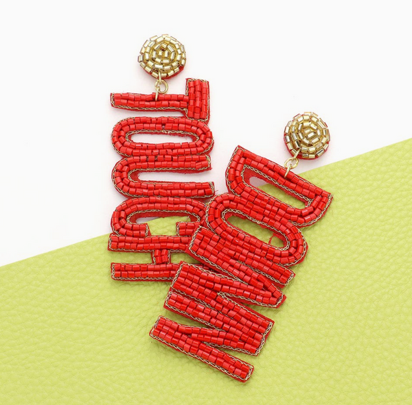 Kansas City Football Beaded Statement Earrings