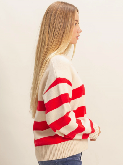 Campbell Striped Polo Collar Sweater