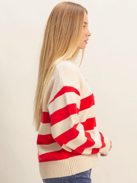 Campbell Red & White Striped Sweater