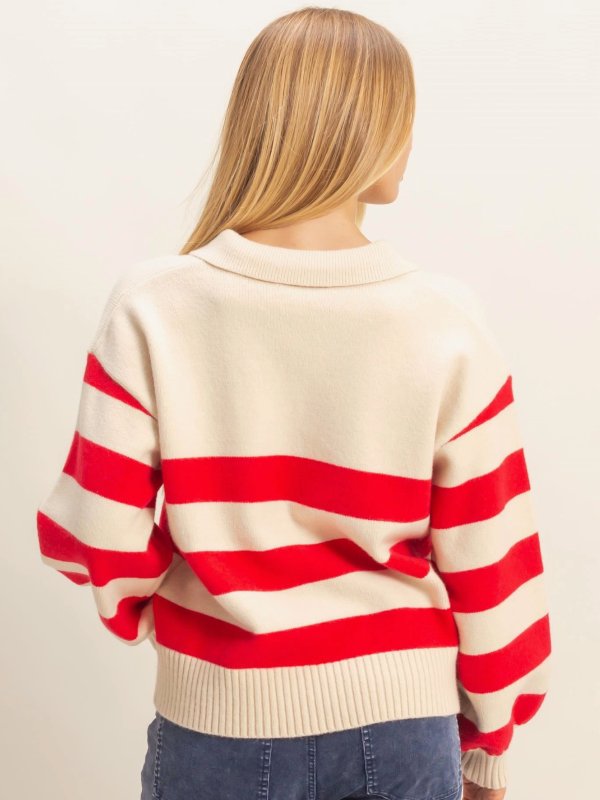 Campbell Striped Polo Collar Sweater