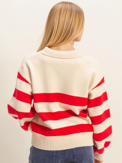 Campbell Striped Polo Collar Sweater
