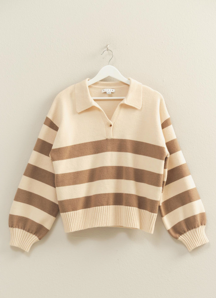 Campbell Striped Polo Collar Sweater