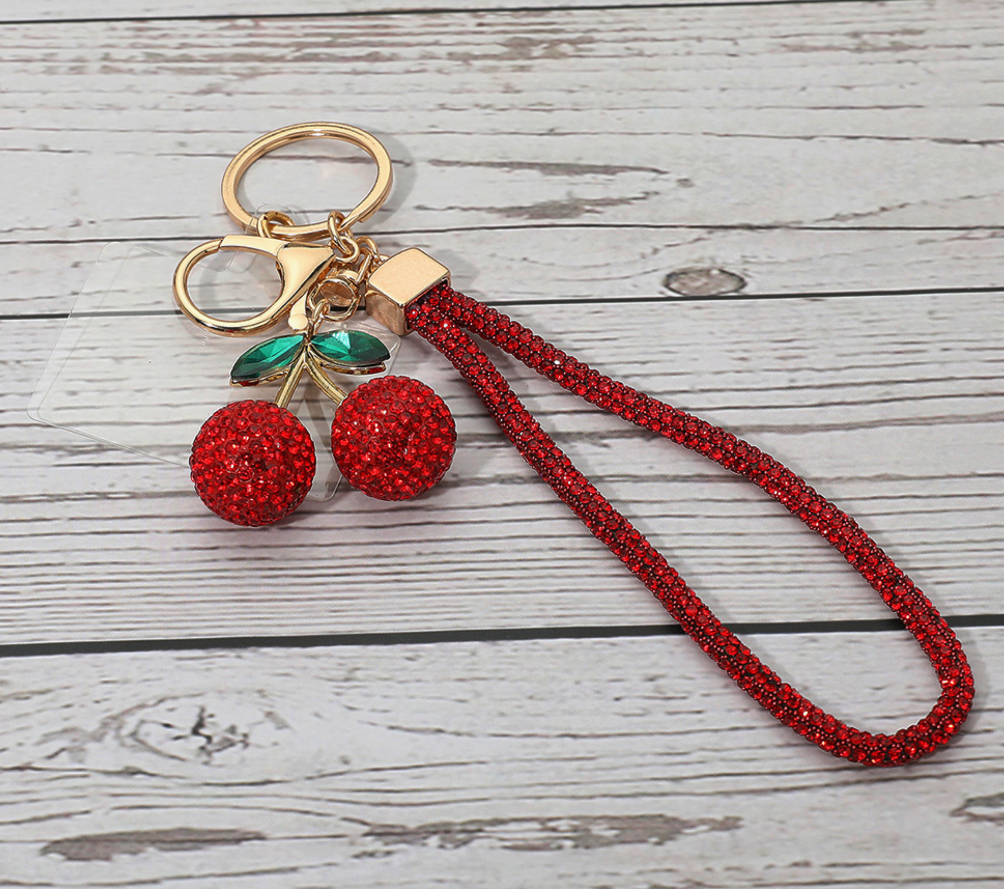 Glitzy Cherry Keychain