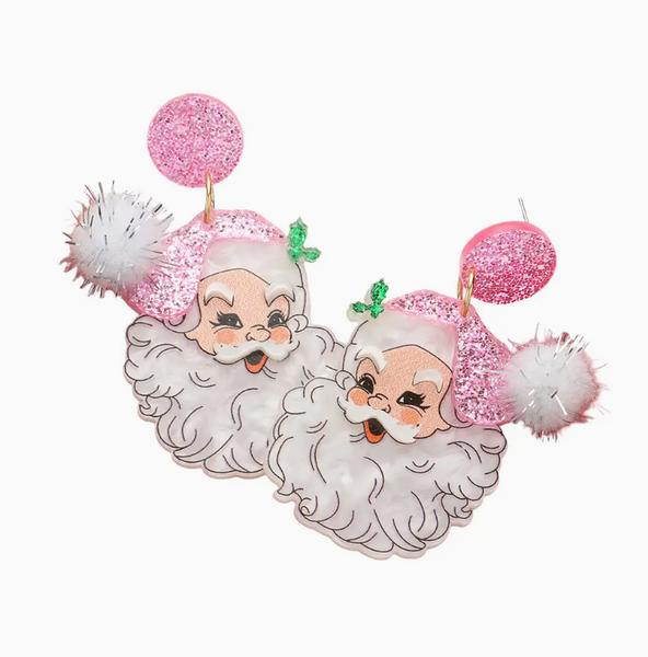 Glittered Santa Earrings