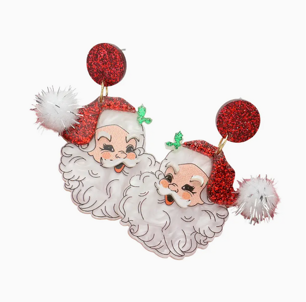 Glittered Santa Earrings