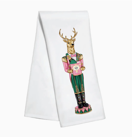 Holiday Reindeer with Champagne Towel