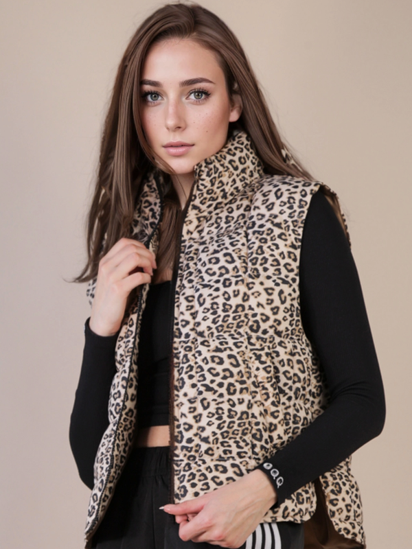 Felicity Leopard Puffer Vest