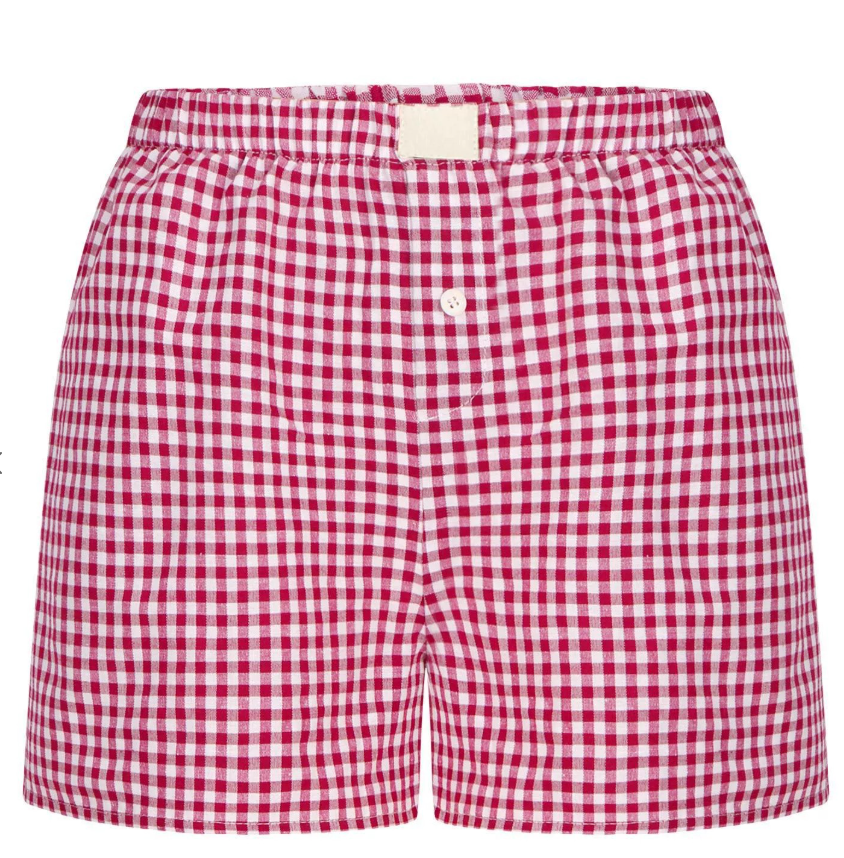 Gingham High Waist Pink Boxer Shorts