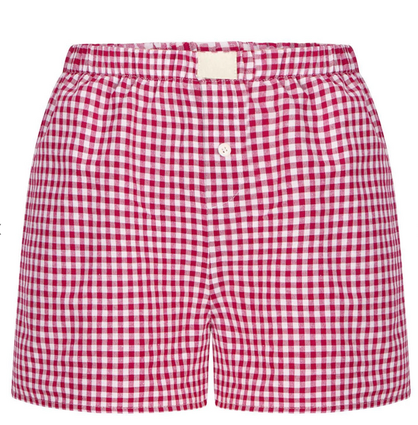 Gingham High Waist Pink Boxer Shorts
