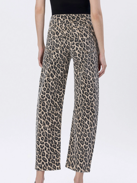 Kate High Rise Leopard Print Barrel Jeans