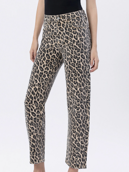 Kate High Rise Leopard Print Barrel Jeans