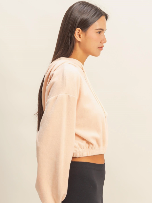 Sylvie Velvet Crop Pullover Hoodie