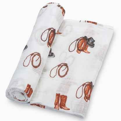 Life is Better in Boots Muslin Swaddle Blanket