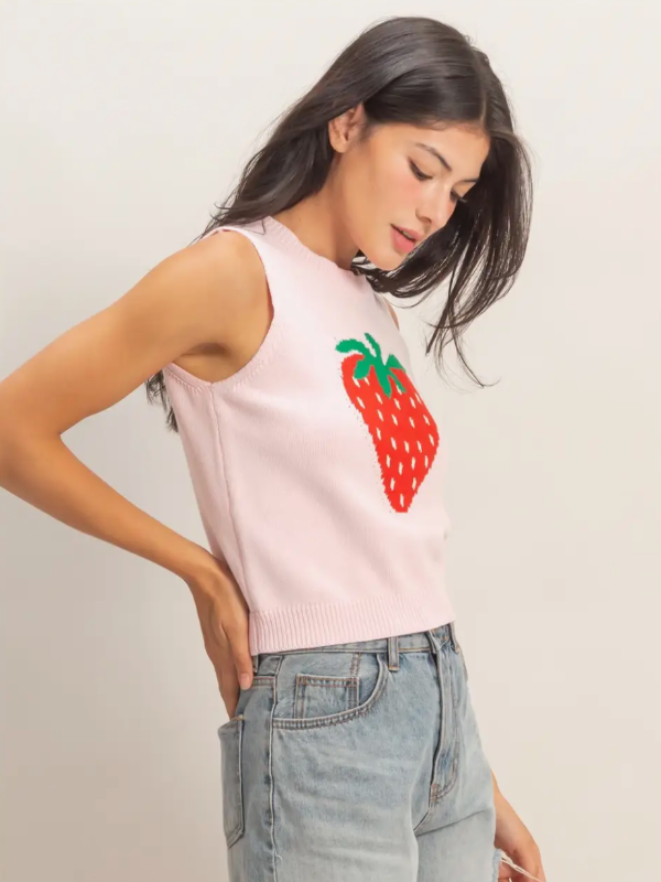 Strawberry Sleeveless Knit Tank