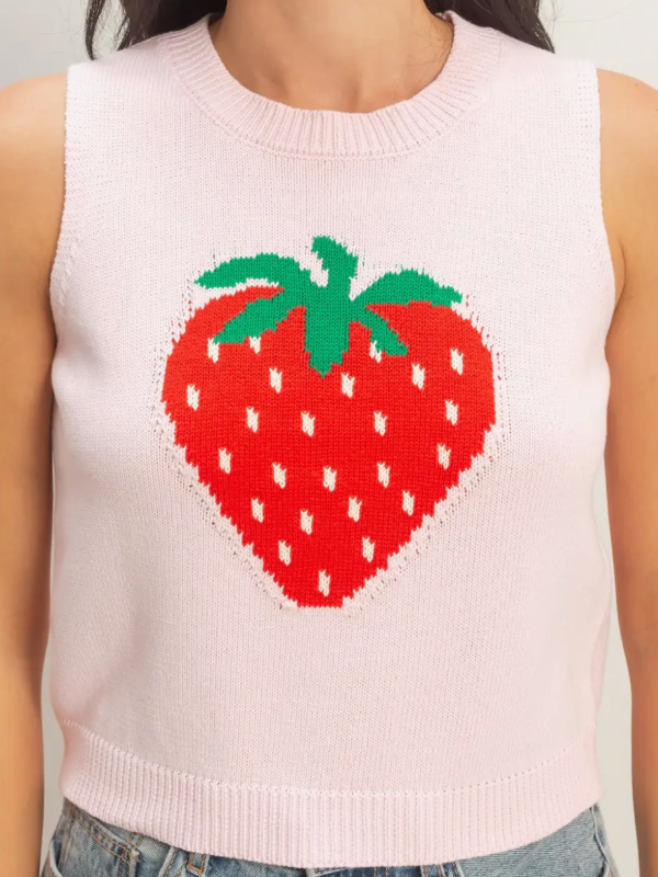 Strawberry Sleeveless Knit Tank
