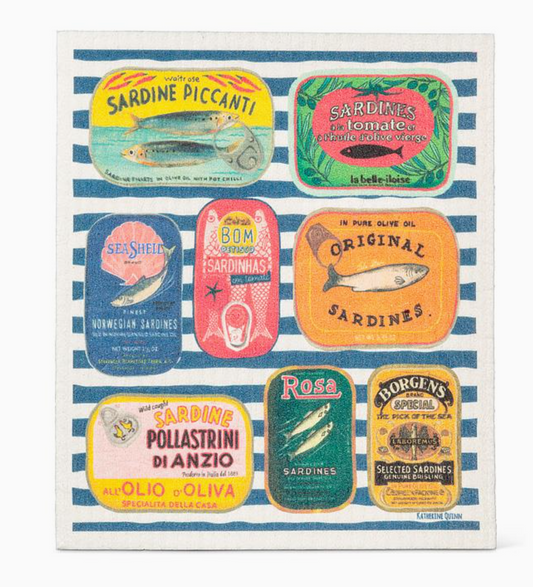 Sardine Tins Swedish Dishcloth