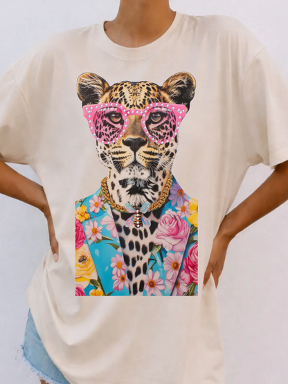 Leopard in Floral Suit Tee