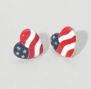 American Flag Heart Earrings