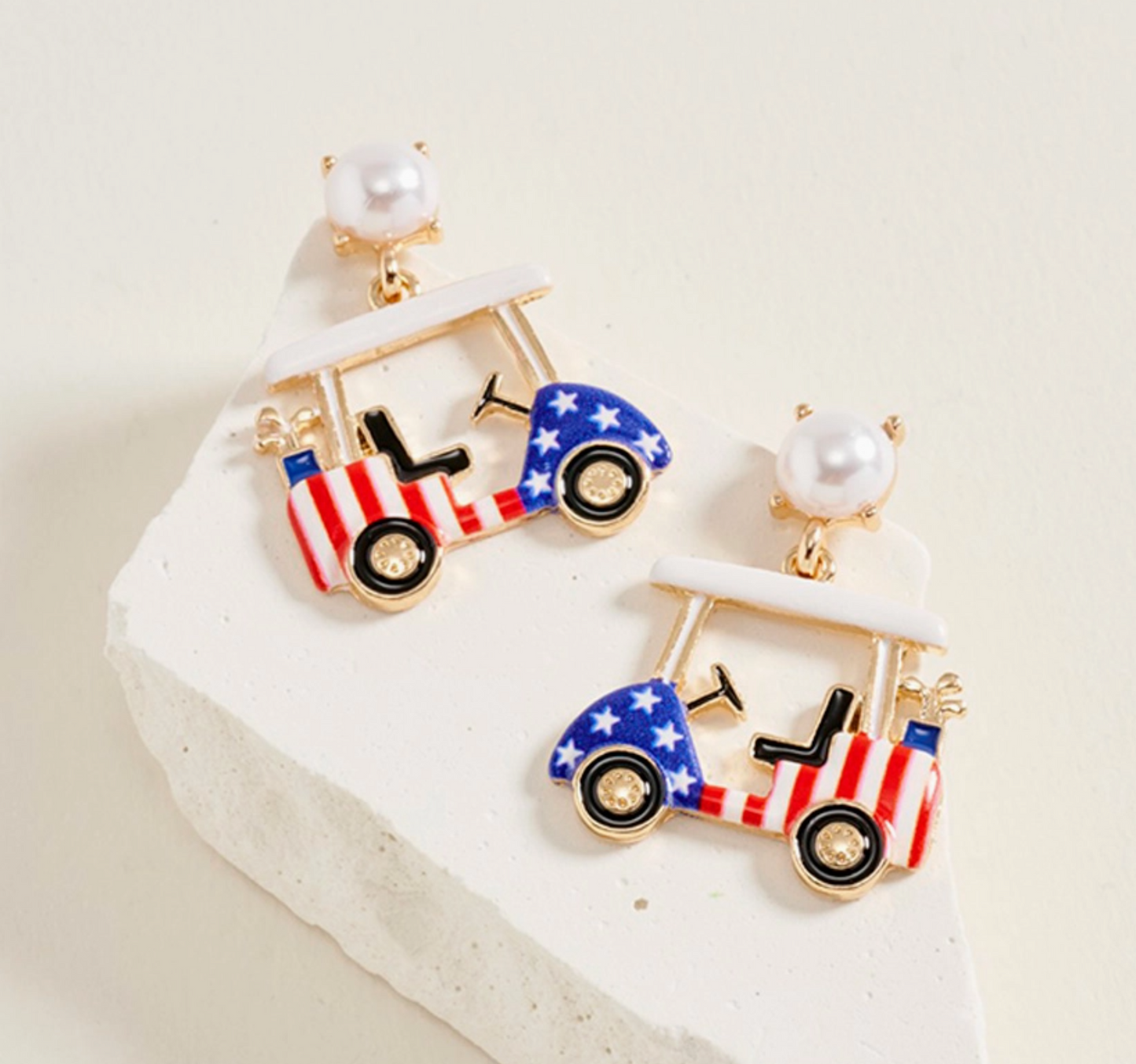 USA Flag Golf Cart Earrings