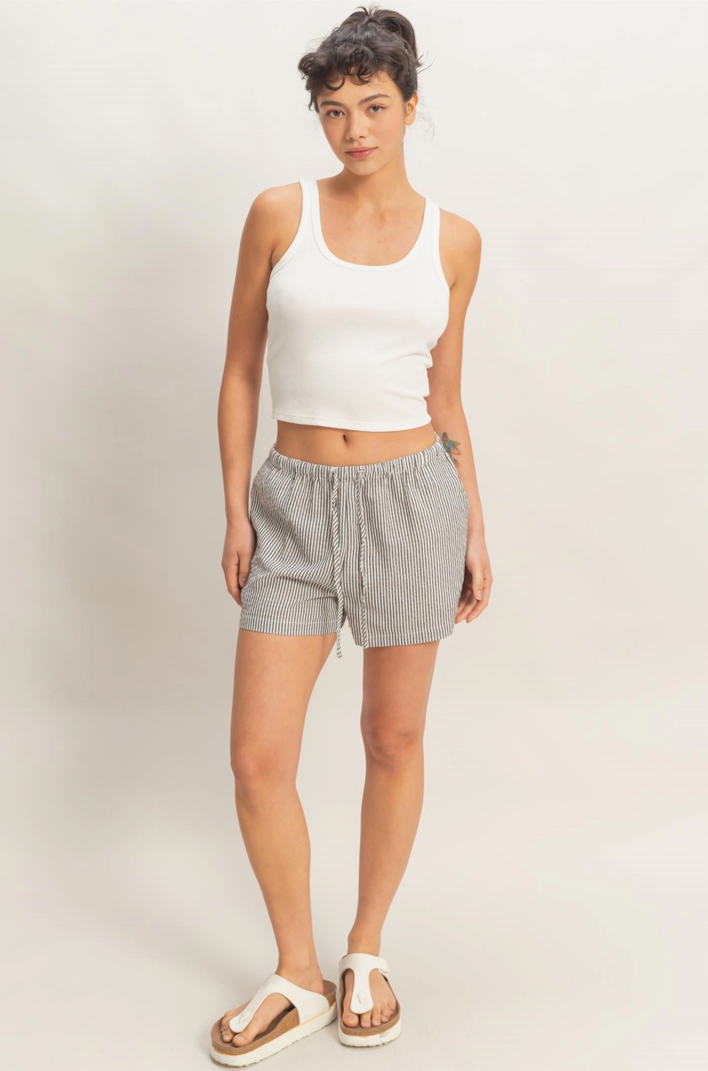 Everley Striped Drawstring Shorts