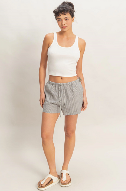 Everley Striped Drawstring Shorts