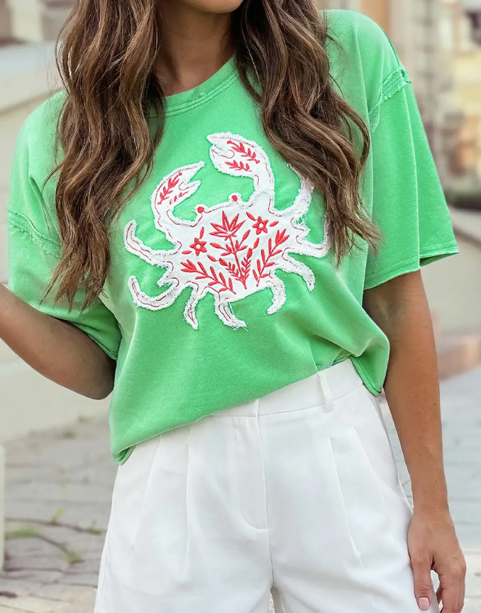 Embroidered Crab Tee