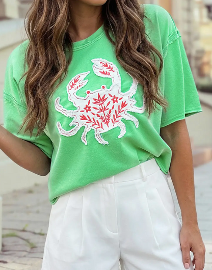 Embroidered Crab Tee