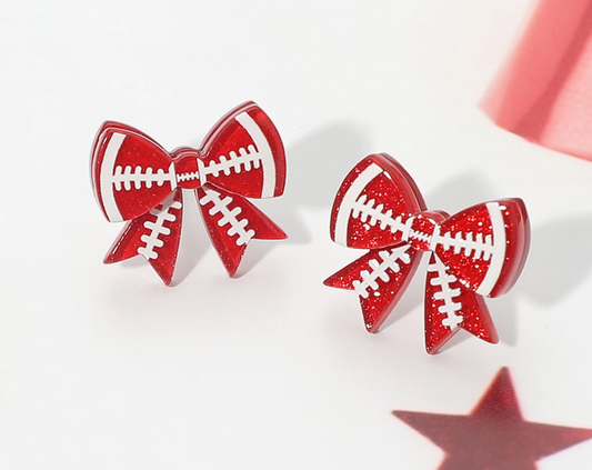 Football Bow Stud Earrings
