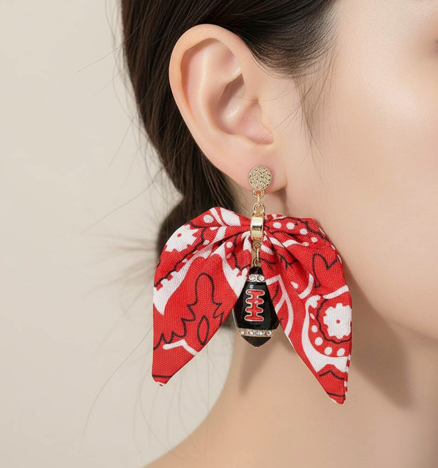 Bandana Football Charm Earrings