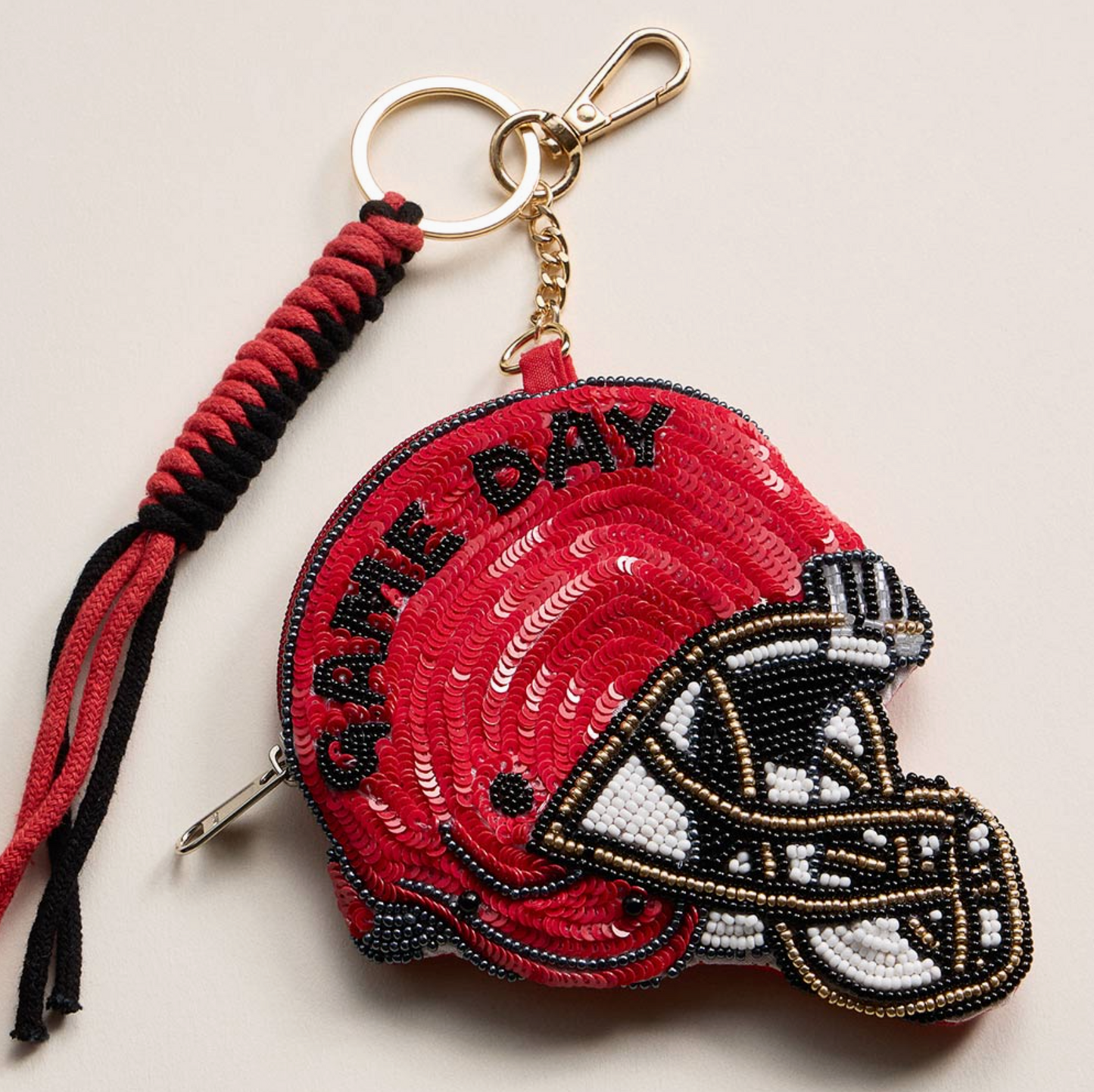 Game Day Helmet Sequin Keychain Pouch