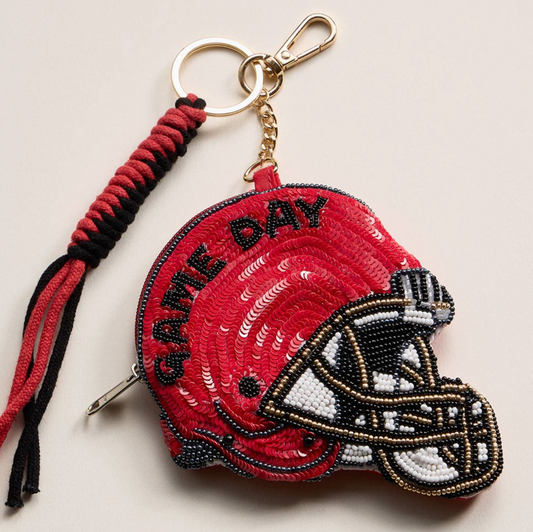 Game Day Helmet Sequin Keychain Pouch