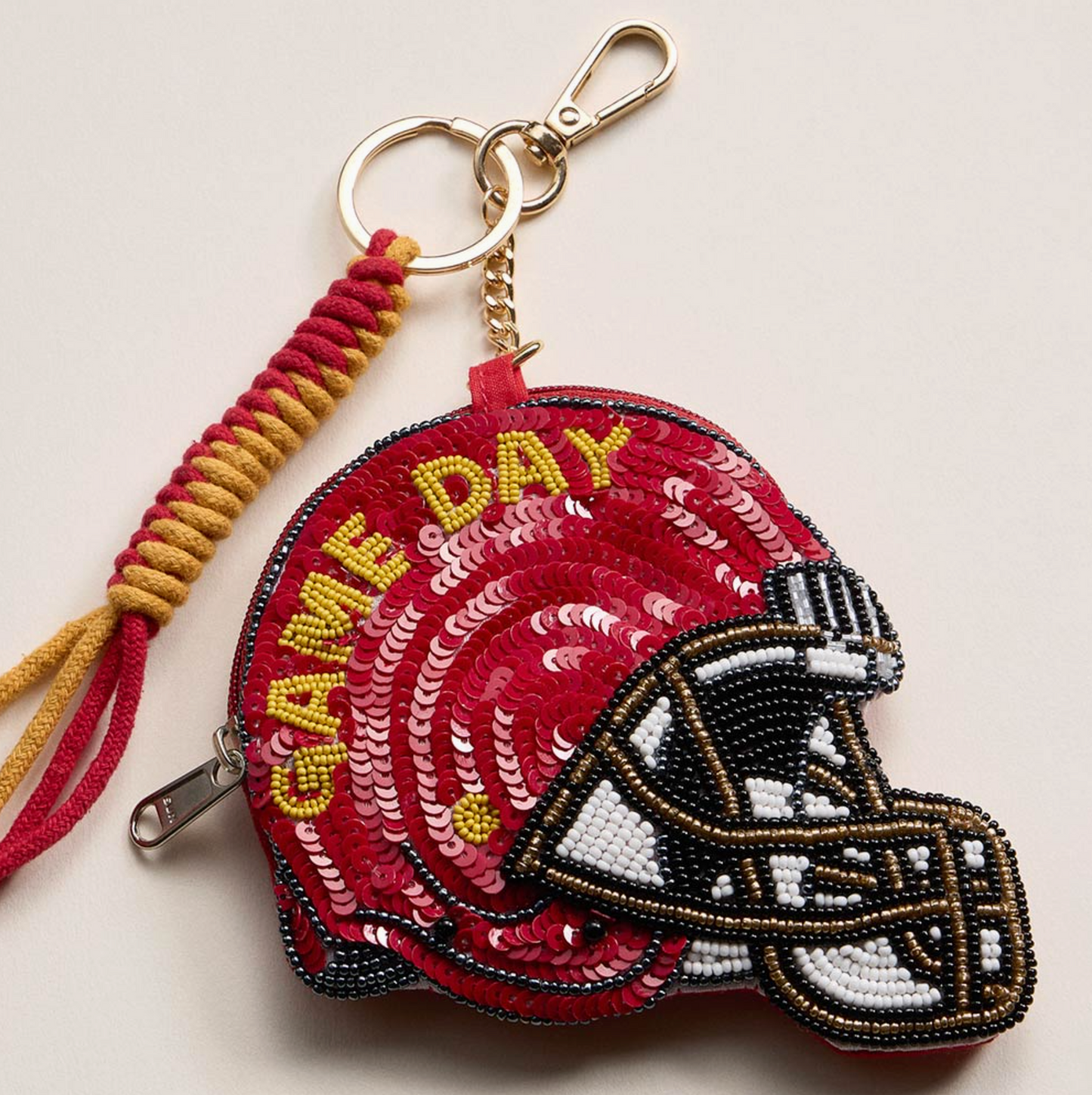 Game Day Helmet Sequin Keychain Pouch