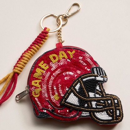 Game Day Helmet Sequin Keychain Pouch